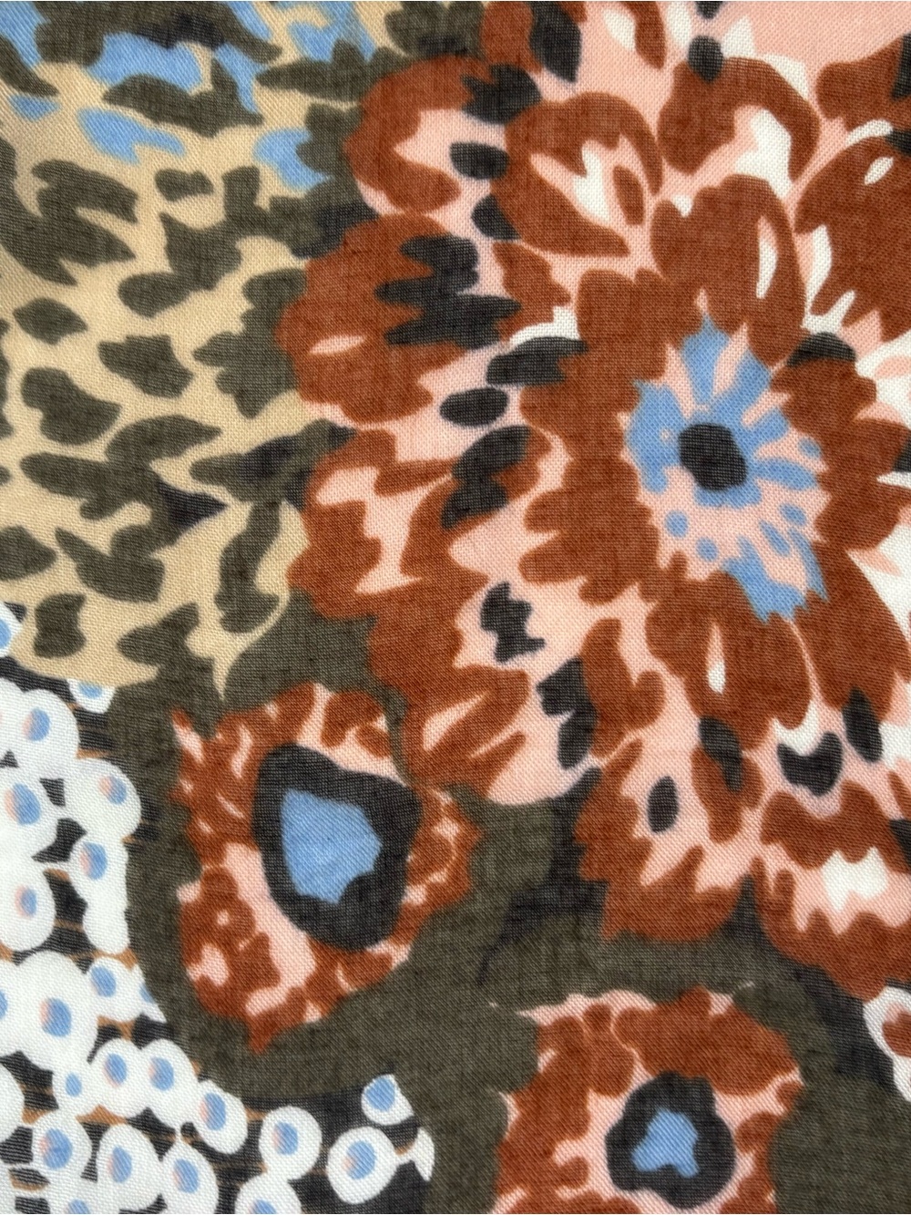 Vera Bradley Floral Scarf Blue Rust Pink 100% Rayon 26 x 76 - Picture 7 of 9